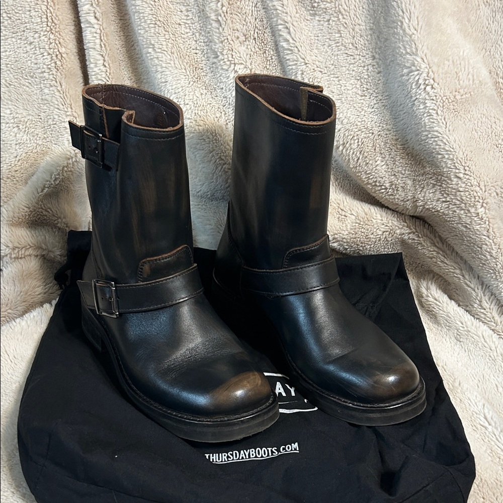 Women’s Black Leather Buckle Boots